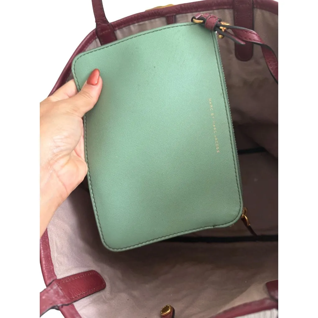 MARC BY MARC JACOBS Floral Pink Burgundy Saffiano Leather Tote Bag - Image 7