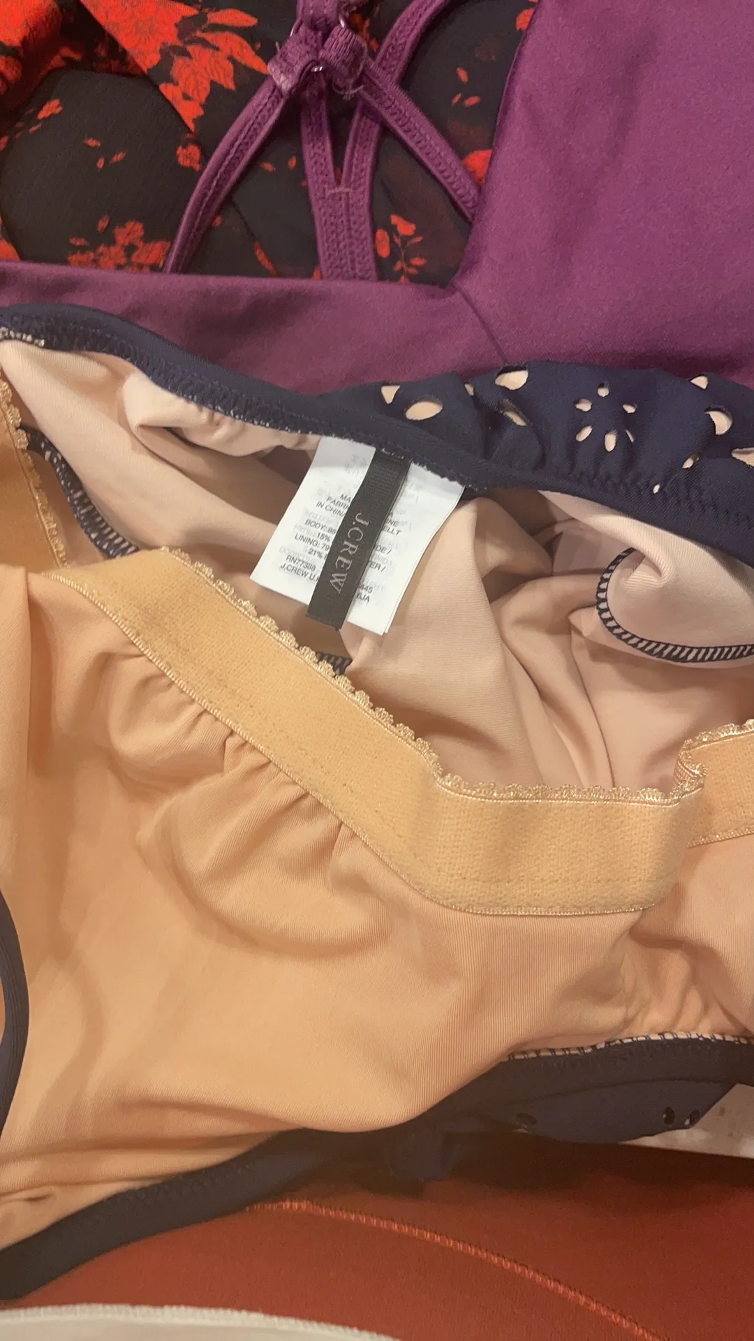 J CREW Navy Blue Beige Eyelet Cutout One-Piece Swimsuit Size 4 - Image 8