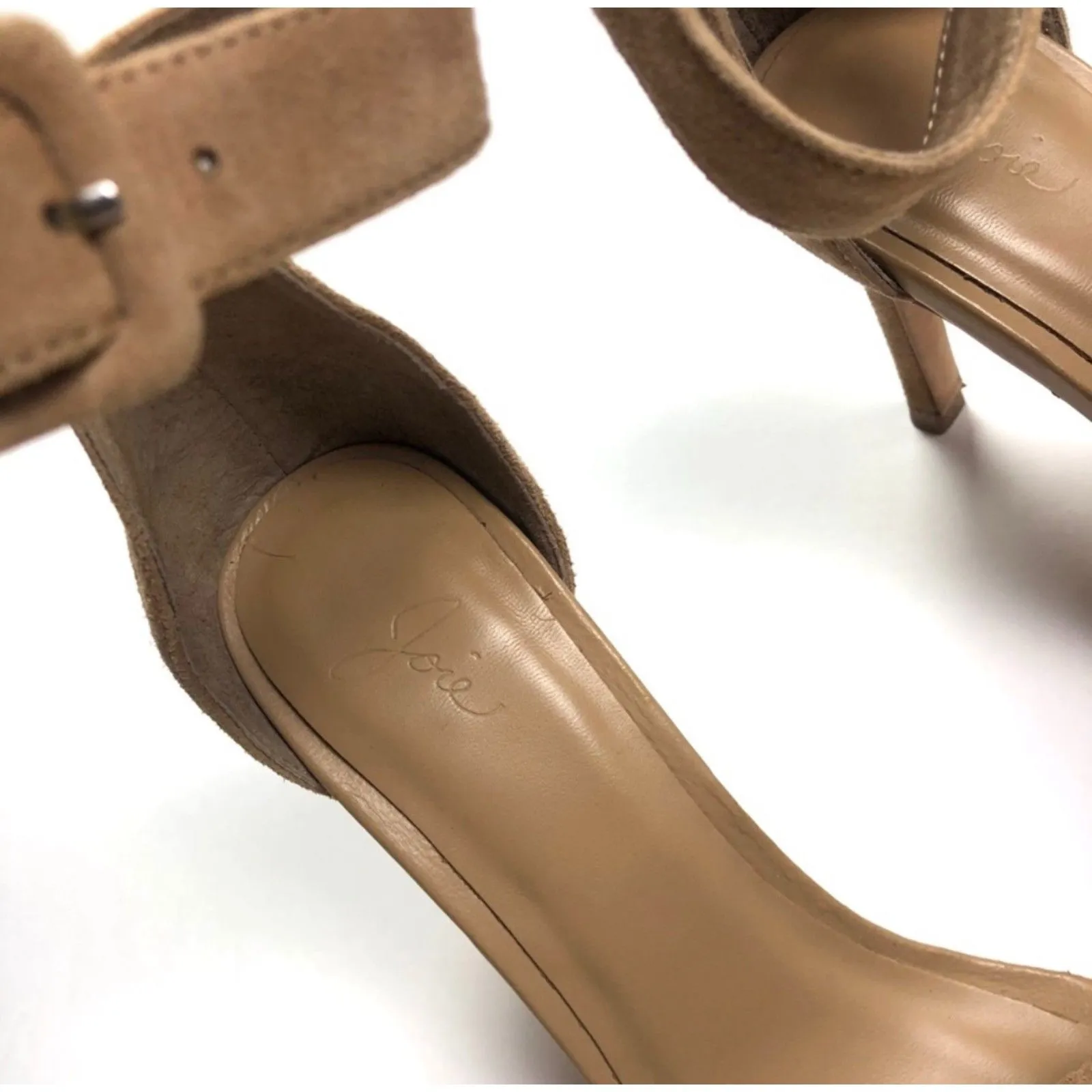 Joie Pippi Fringe Tan Suede Ankle Strap High Heel Shoes Women Sz. 6 - Image 4