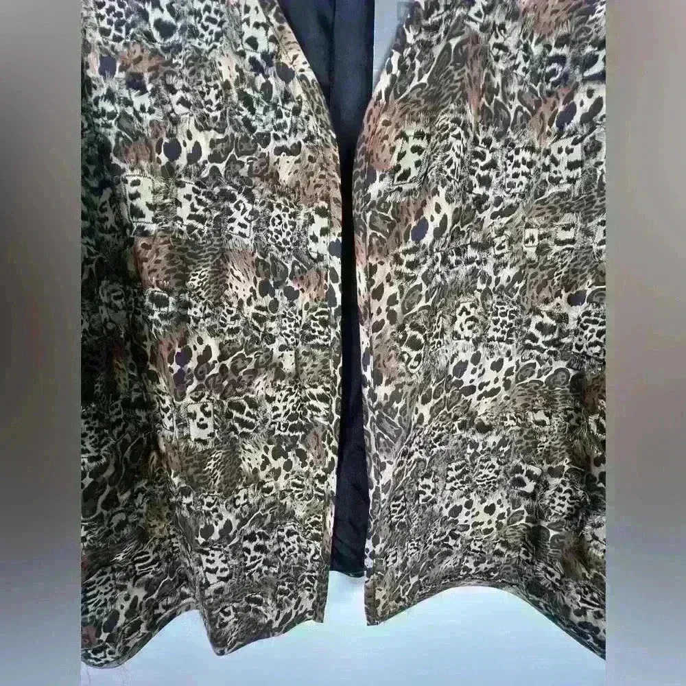 NWT Chico’s Women’s Size 1 (Medium/Size 8) Silk Open Front Jacket Animal Print - Image 15