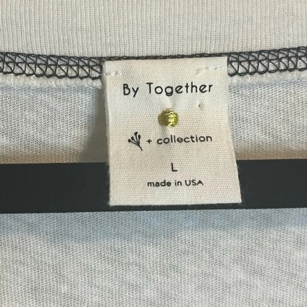 By Together Women's Scoop Neck Balloon Marbled Sleeves Light Cotton Blouse sz. L - Image 3