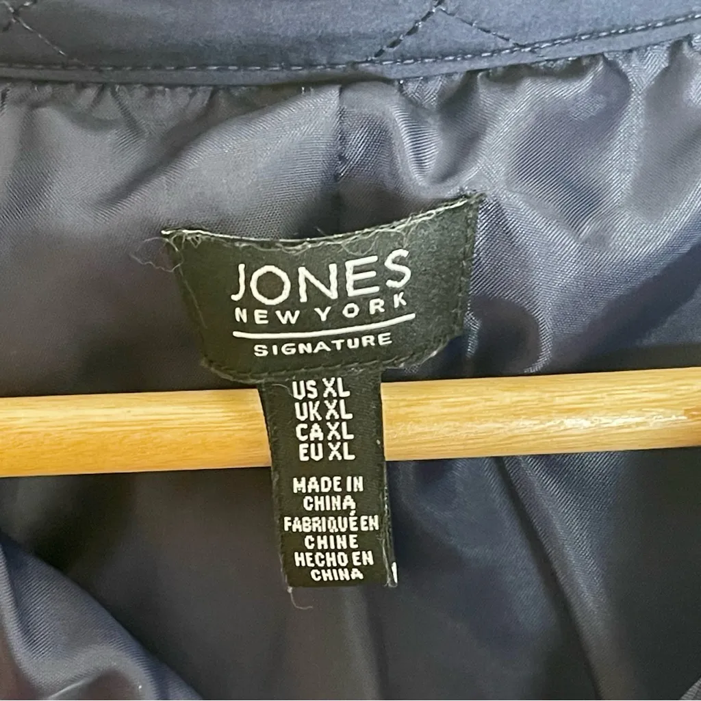 Jones New York | Navy Quilted Button Front Jacket | XL - Image 9