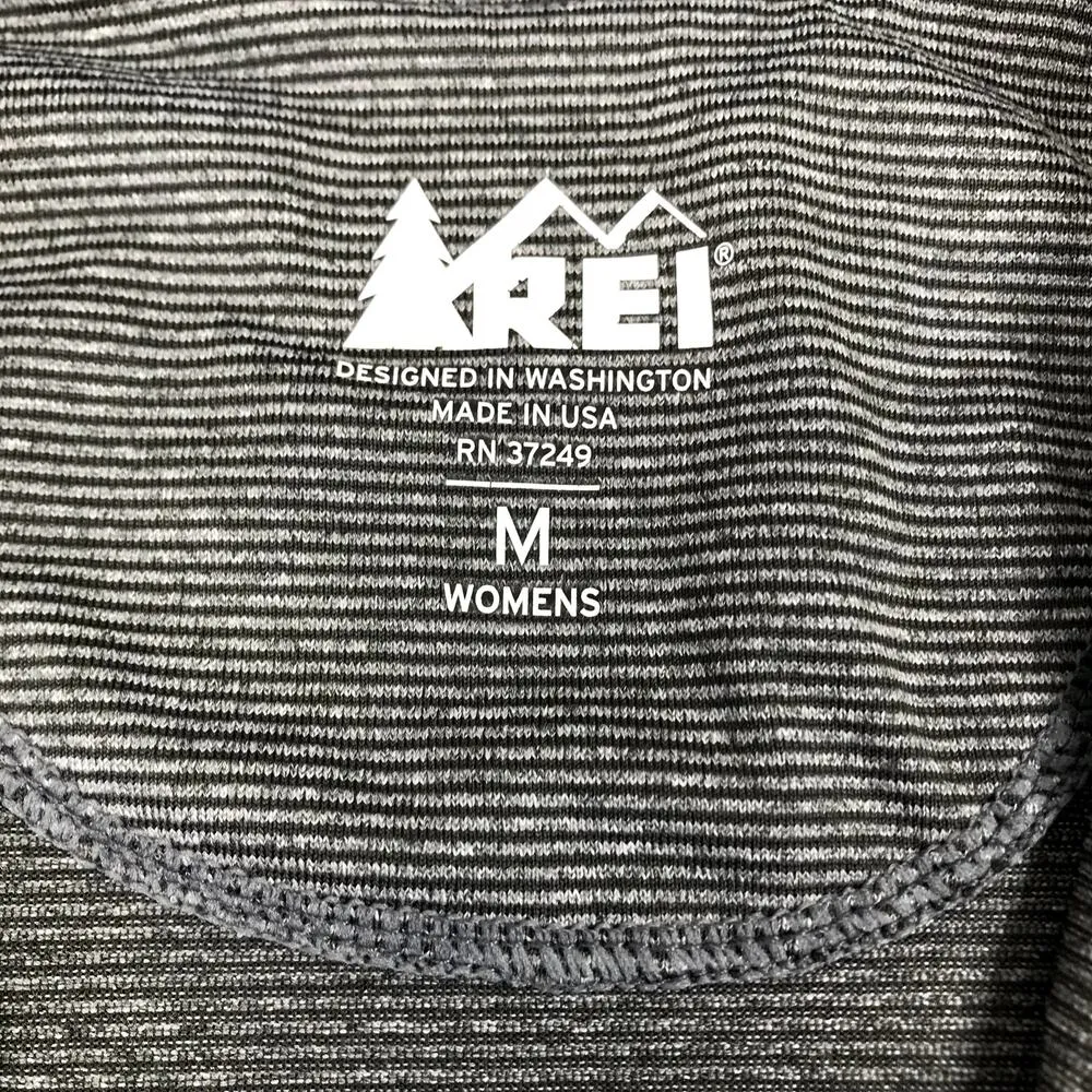 REI Half Zip Base Layer Top Women M Mini Stripe Comfort Outdoor Casual Athletic Gray Size M - Image 10