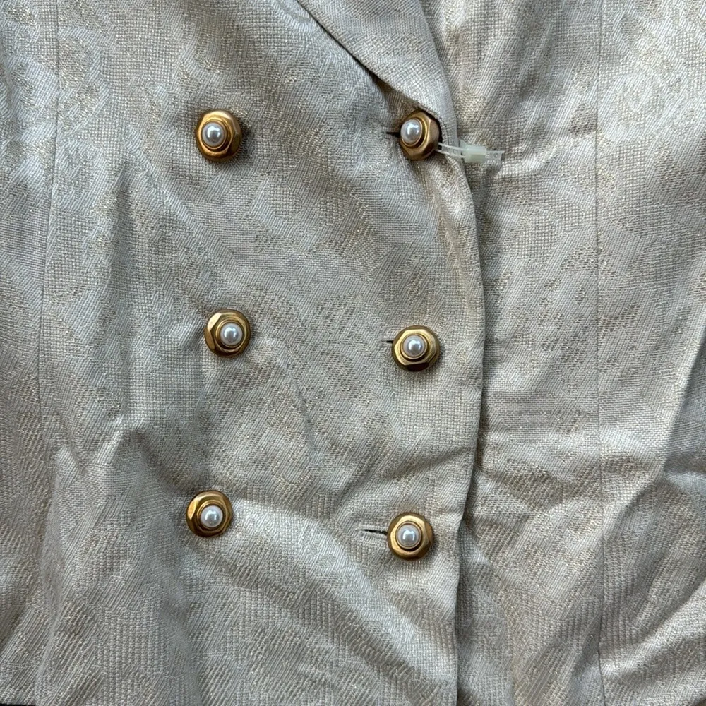 Vintage Le Suit Blazer Skirt Set Cream 16 - Image 4