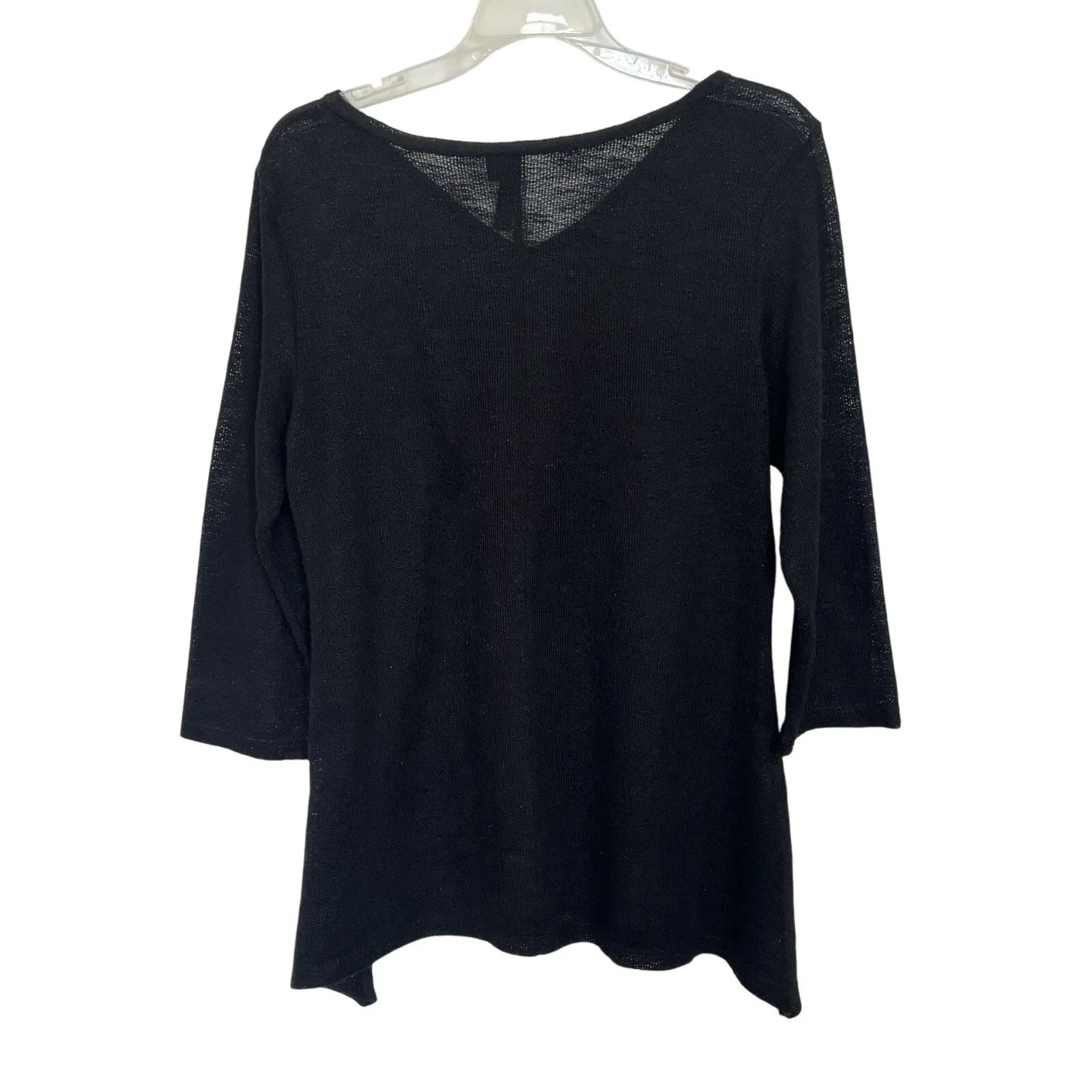 Sheer Black Asymmetrical Tunic Top Size Large 3/4 Sleeve Fairy Grunge Whimsigoth - Image 2