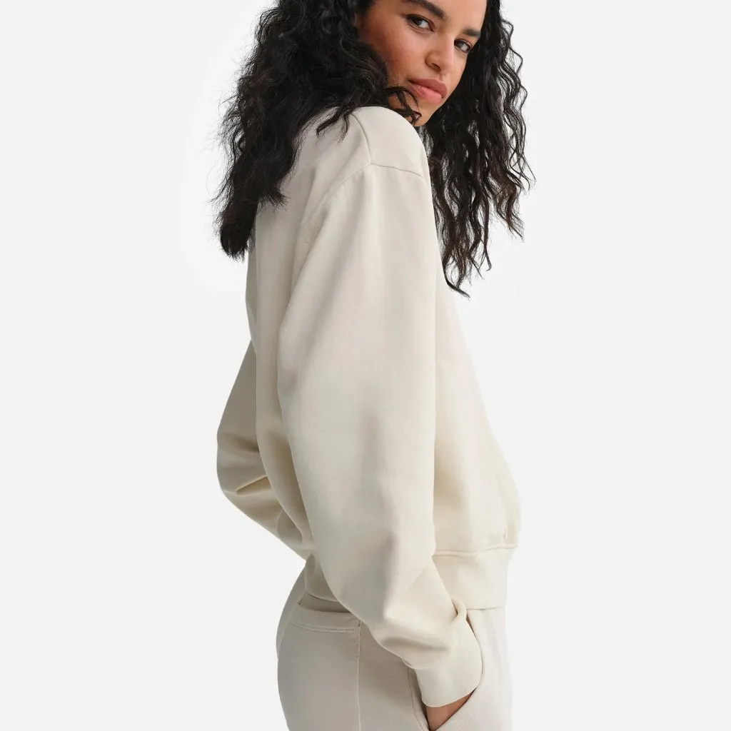 Mate the Label Organic Fleece Half Zip Sweatshirt in Bone, Size Small - Image 4