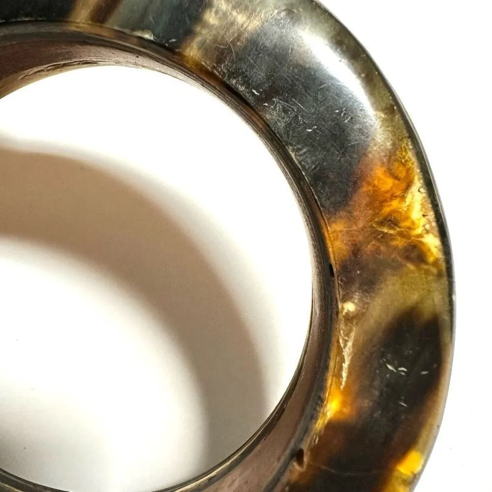 Wood and horn vintage bangle bracelet Brown - Image 8