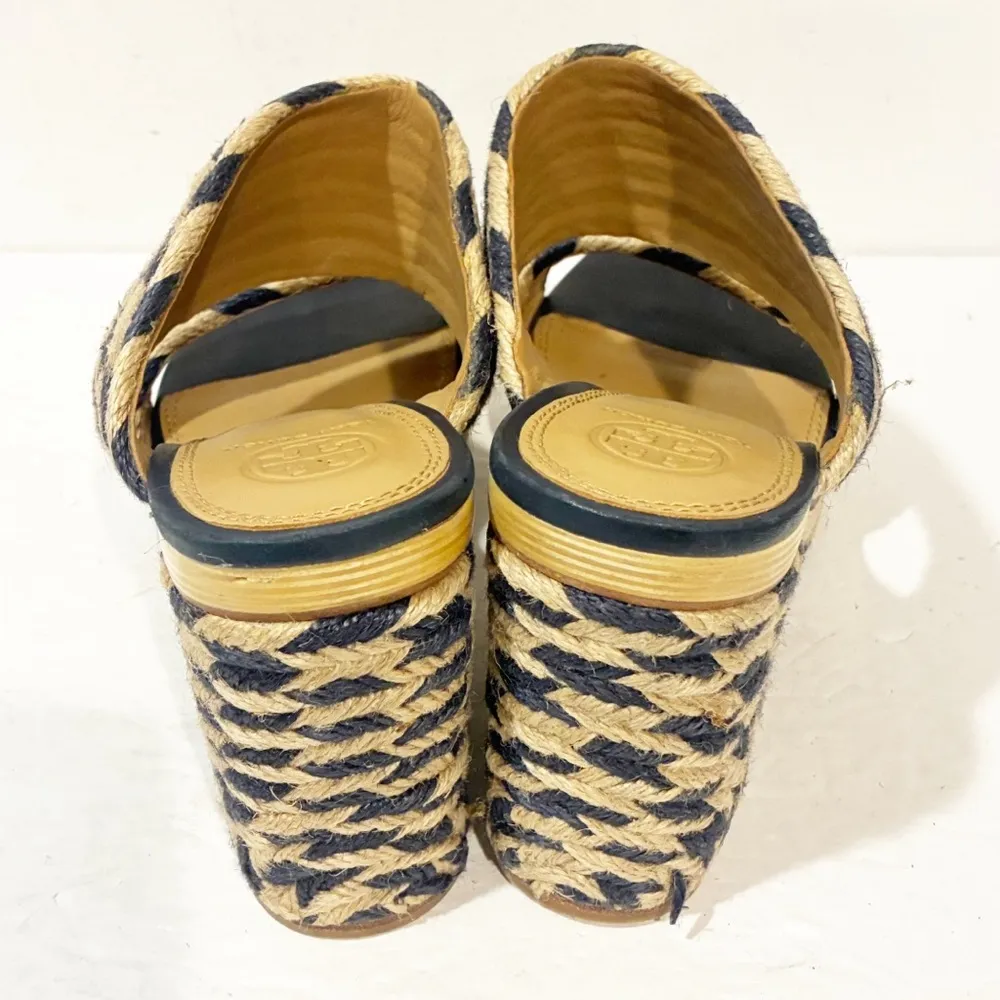 Tory Burch Size 9 Lola Platform Sandel-Jute Perfect Navy/Natural Heel - Image 4