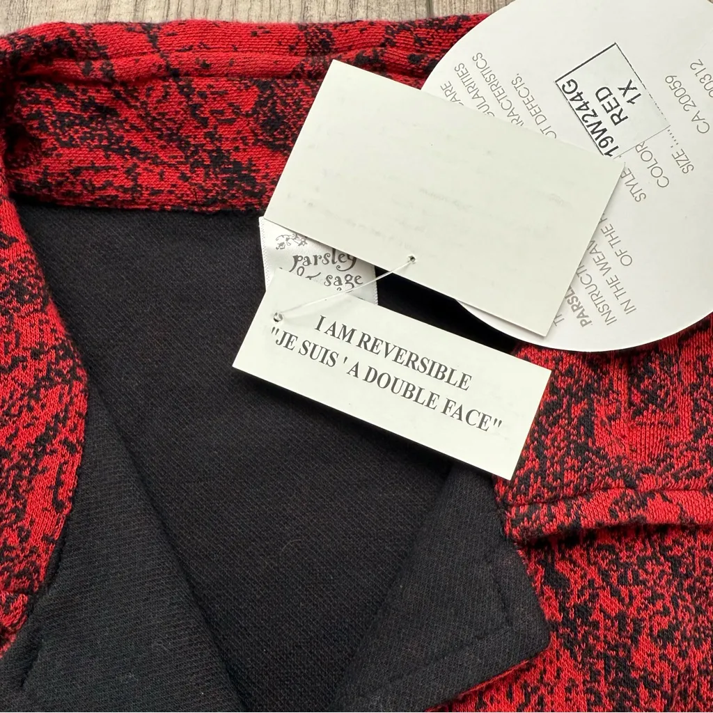 NWT Reversible Red and Black Patterned Jacket - Image 7