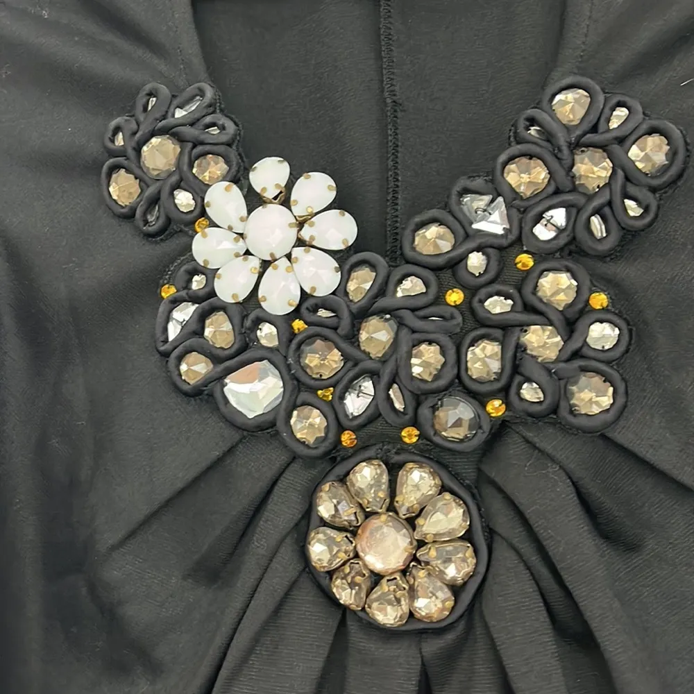 Prairie Medium Black Crystal Jeweled Neckline Sleeveless V - Image 4