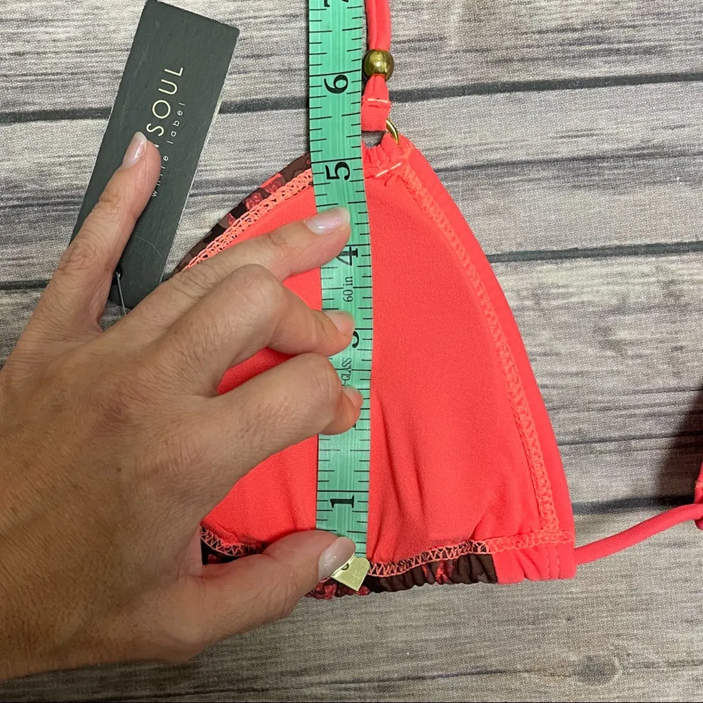 Quintsoul Beastie Girl Triangle Bikini Halter Top Fluorescent Splatter Medium Orange Size undefined - Image 10