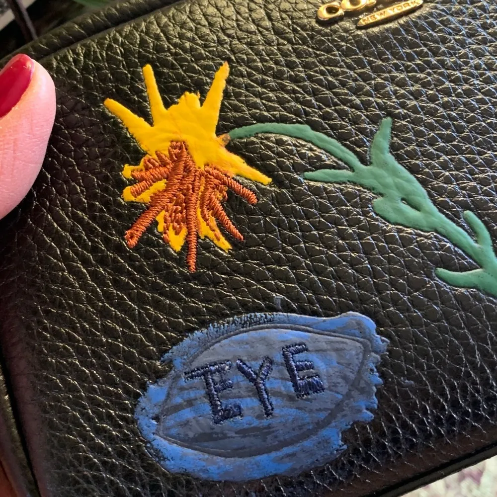 Authentic COACH Pebbled leather Floral appliqués L.Edition zip Cosmetic … - Image 12