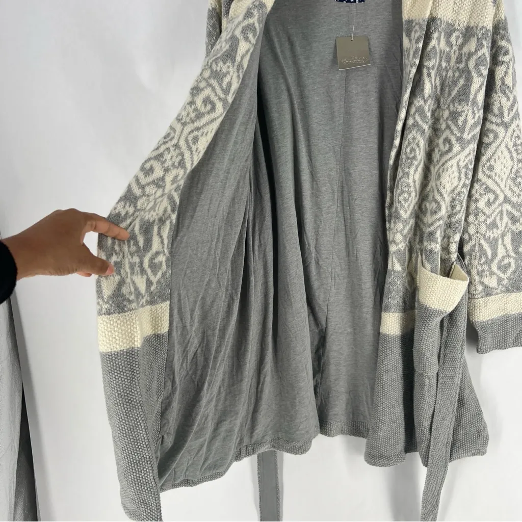 Anthropologie E by Eloise Fair Isle Belted Mohair Wool Blend Longline Cardigan S - Image 12