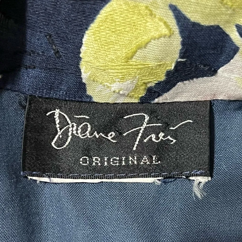 Vintage 80s Diane Freis Floral Beaded Jacket Sz L Navy Romantic Bloomcore Mature Blue Size L - Image 9