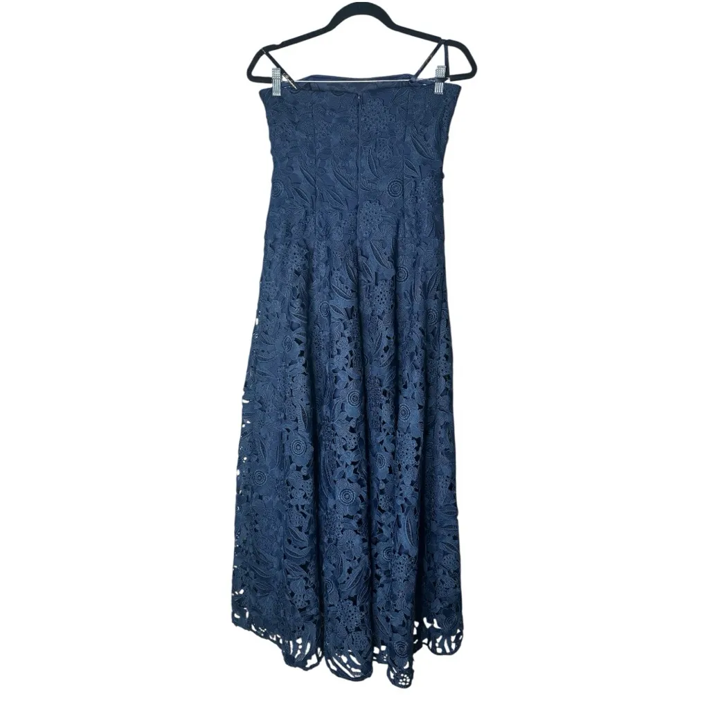Shoshanna Midnight High Low Navy Blue Floral Gown Size 4 - Image 7
