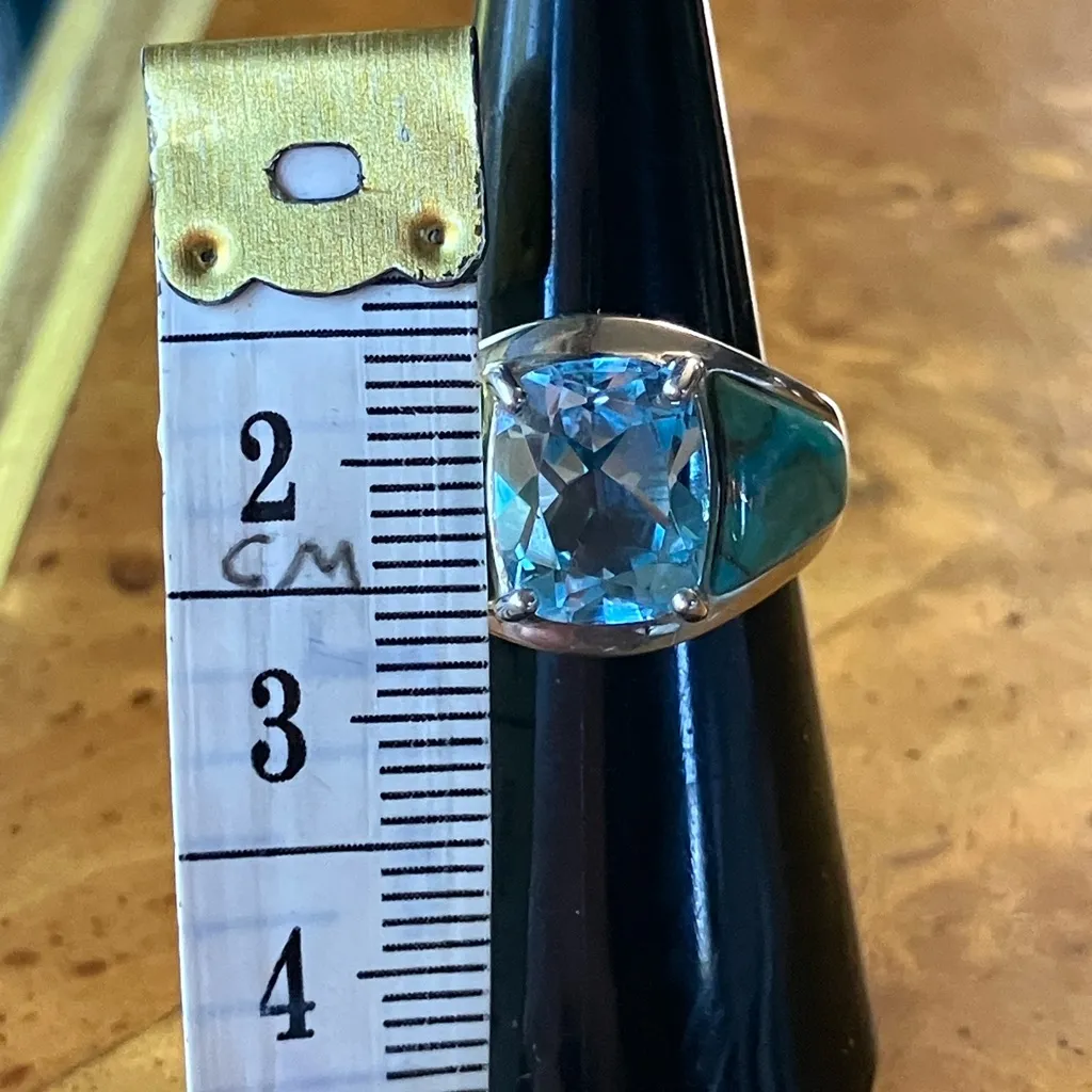 Sky Blue Topaz Mojave Turquoise Sterling Silver Ring Size 6 - Image 7
