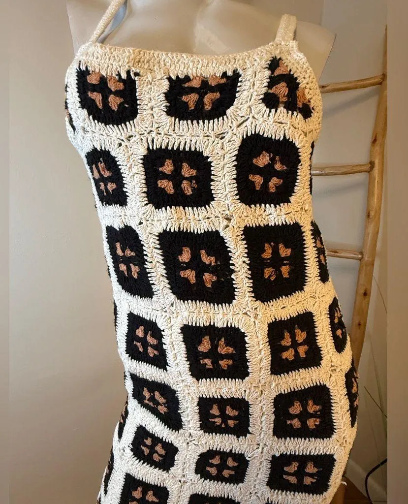 Muche & Muchette Julie Crochet Maxi Dress One Size Criss Cross Back NWT White - Image 4