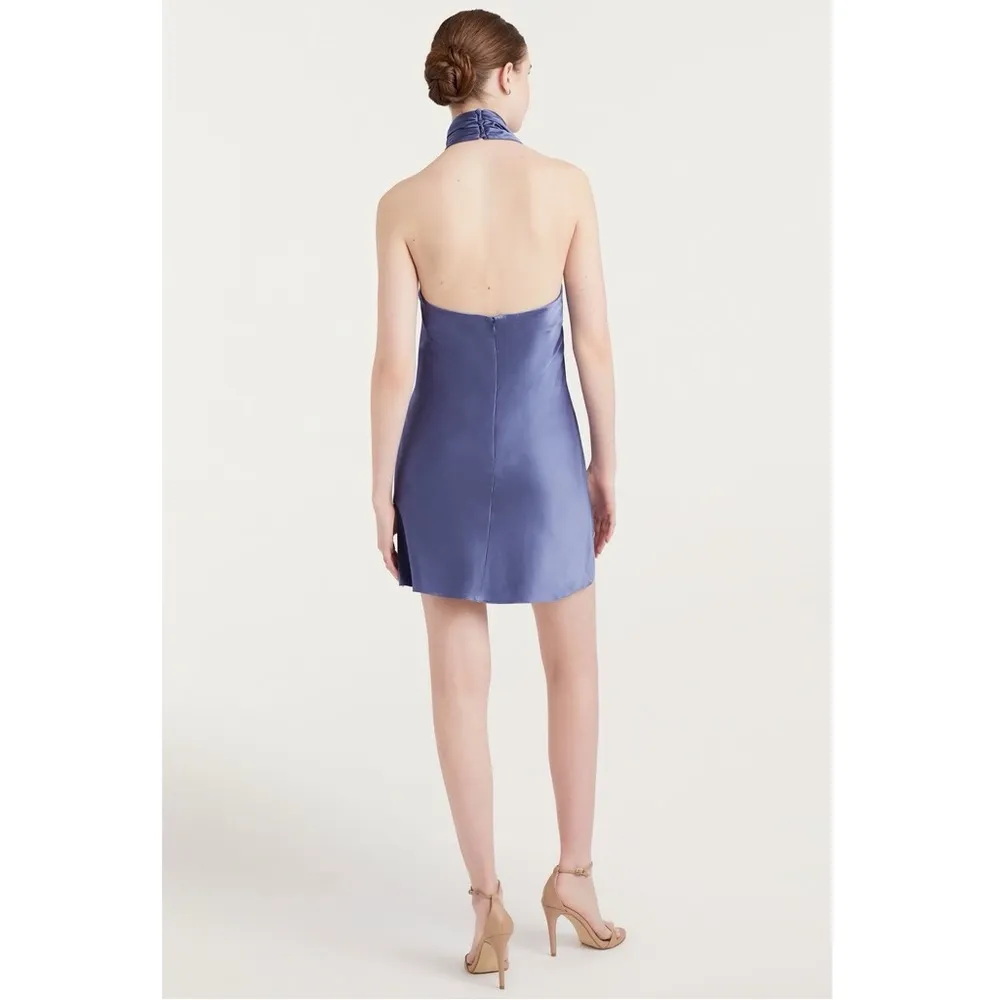 Cinq à Sept Dinah Silk Scarf Neck Dress, Purple Size 0 New w/Tag Retail $495 - Image 5