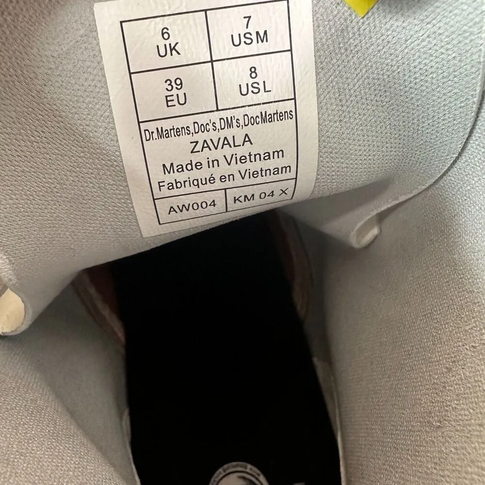 NEW Dr Martens Boots White Zavala Combat Lace Up Leather Womens 8 Mens 7 - Image 8