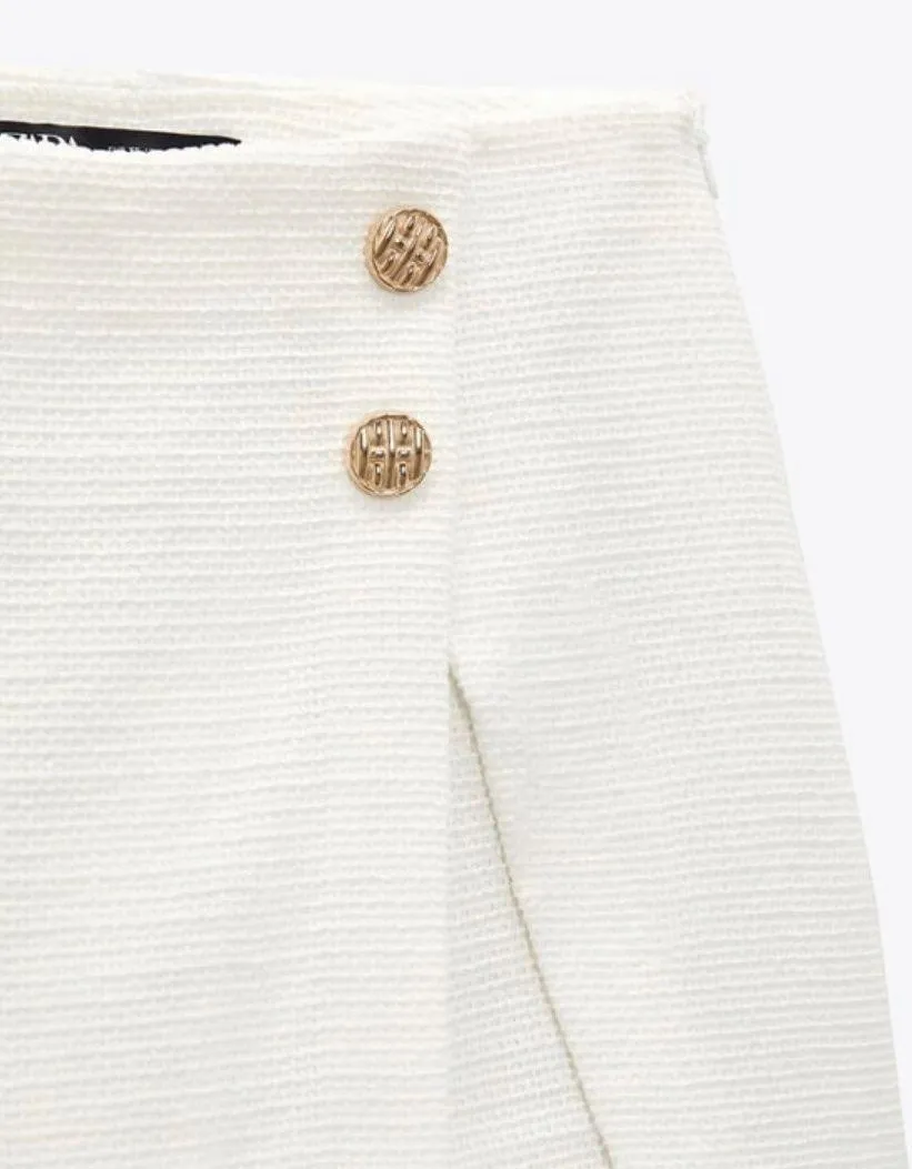 Gold Button White Skort - Image 7