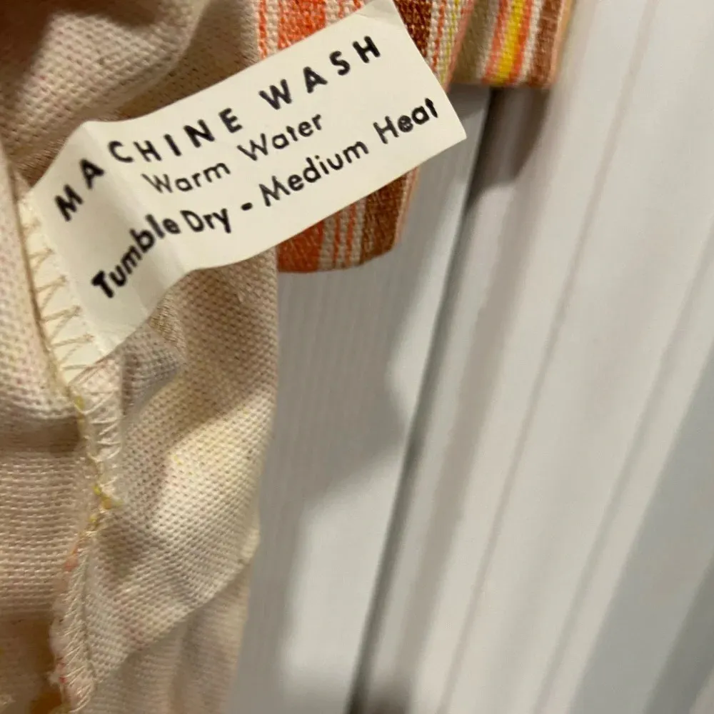 VTG 70s AJ Uppers Pointed Collar 3/4 Sleeve Yellow Striped V Neck Top Size L Gold Size L - Image 4