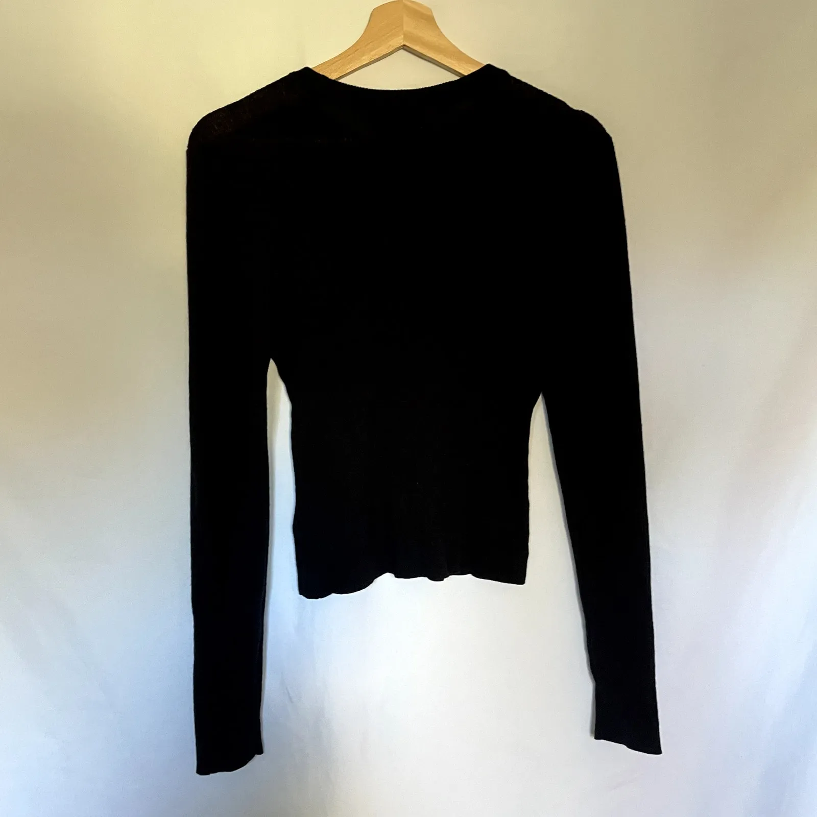 NWT Marled ribbed black sweater stretch women's size medium knit top wool blend - Image 7