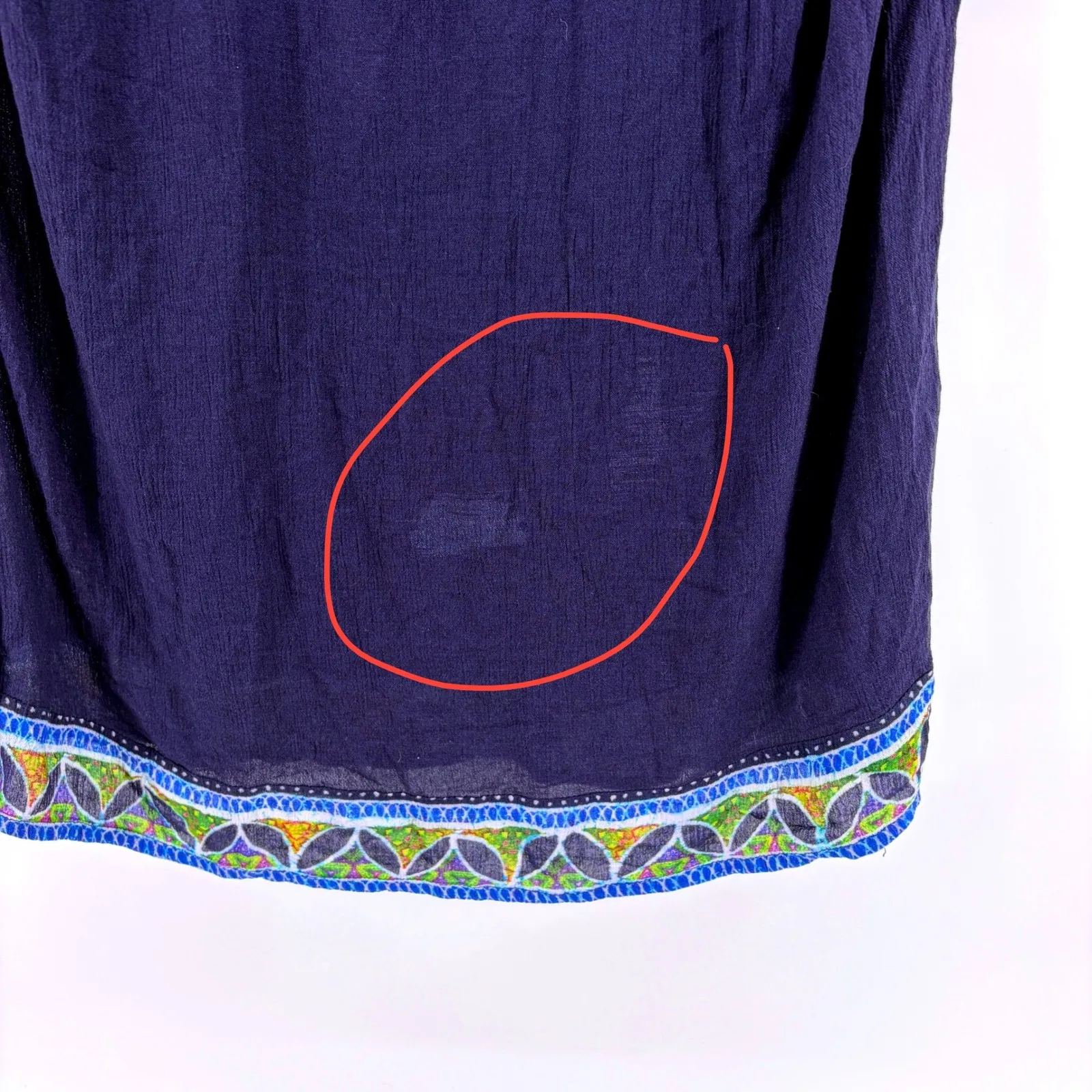 Trina Turk Lotus Batik Navy Blue Cold Shoulder Swim Cover Up Large- Flawed - Image 5