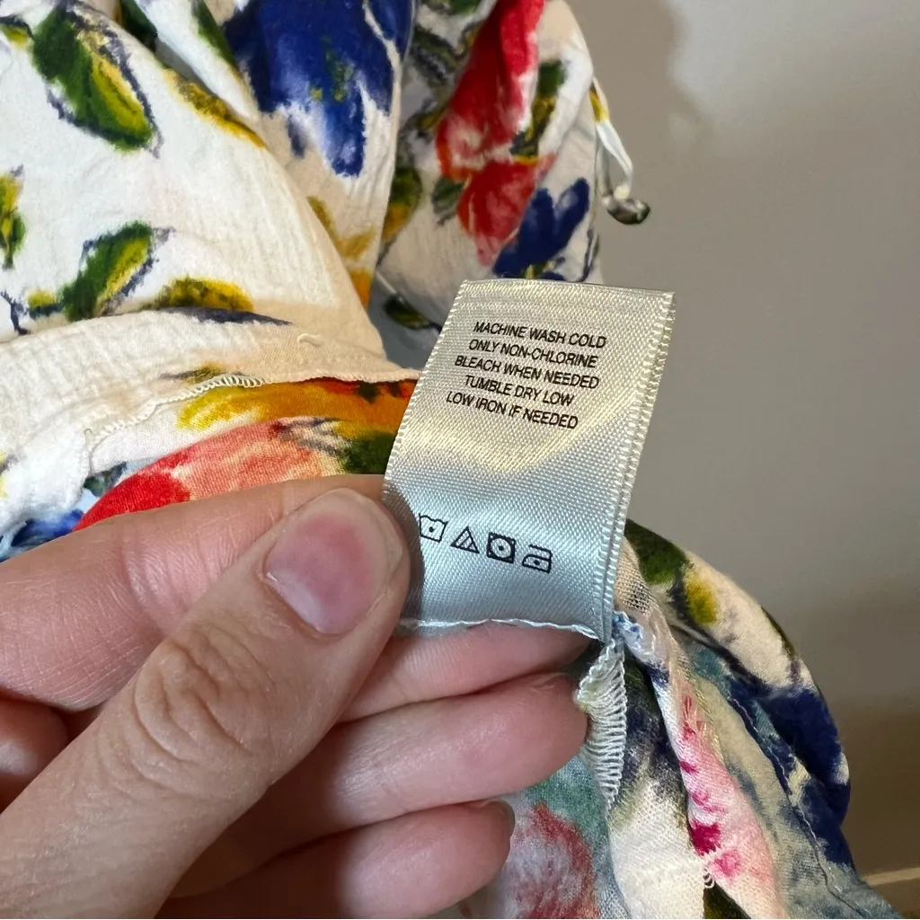 John Mark Floral Button Front Top White Multicolor XL - Image 9