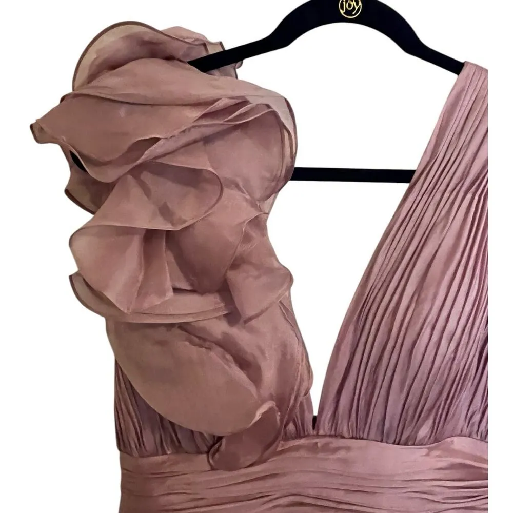 Mac Duggal  Pink Sleeveless Chiffon A-Line Tea Length Cocktail Dress Size 8 - Image 5