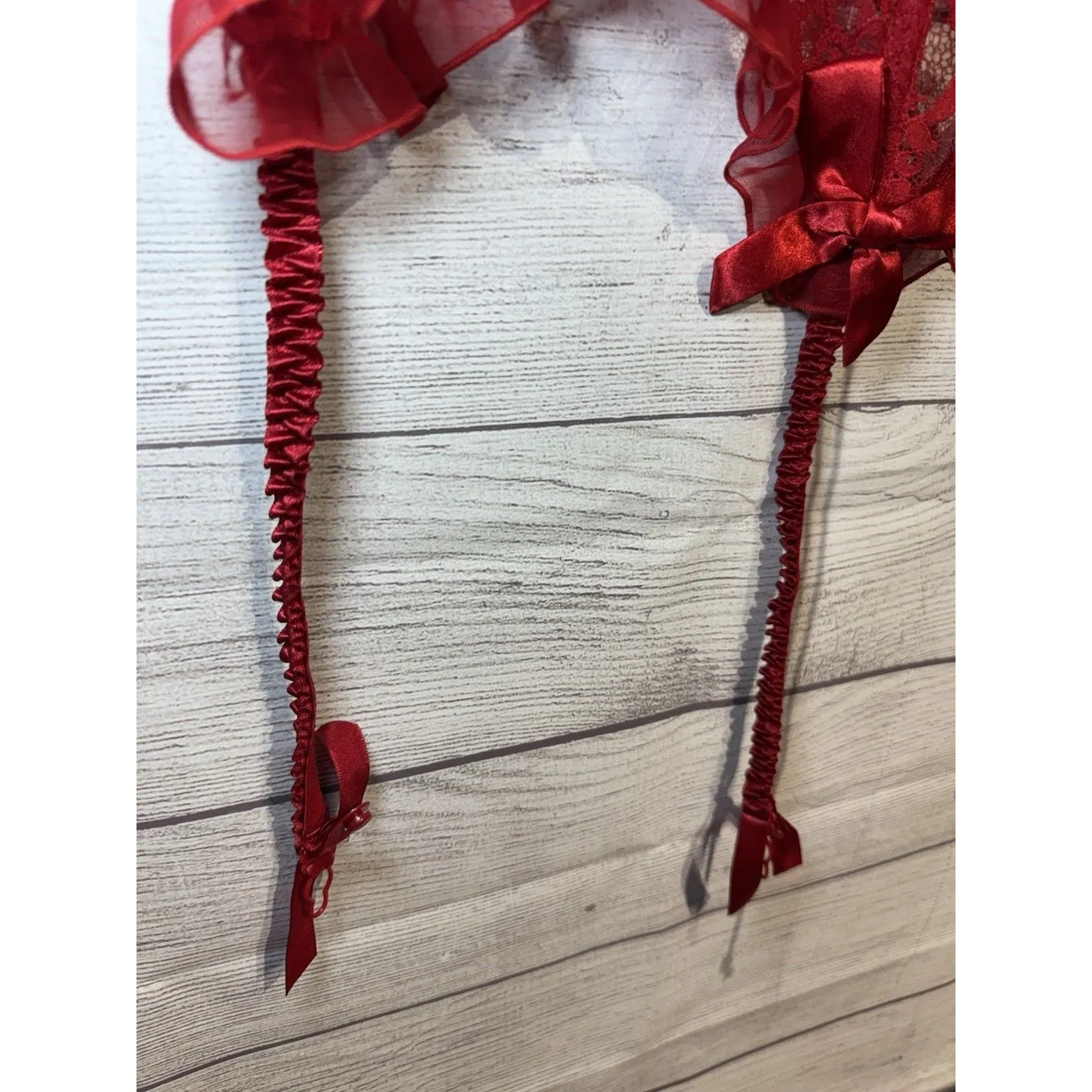 Victoria's Secret Vintage Corset Garter Bustier 36C Lace Gold Label Red Festival - Image 4