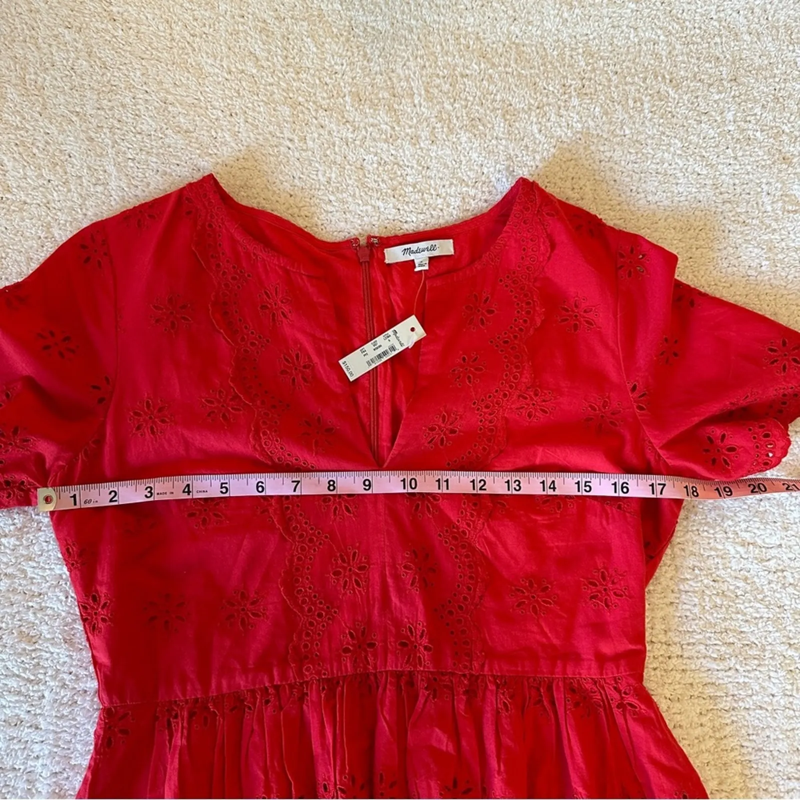 Madewell Prarie Embroidered Eyelet Midi Dress NEW 6  NWT Sleeves - Image 7