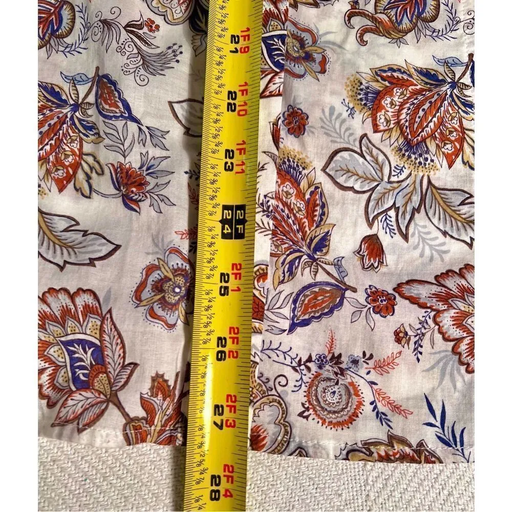 Orvis Shirt Womens 12 Ivory Floral Button Up Long Sleeve Collar Outdoorsy - Image 7