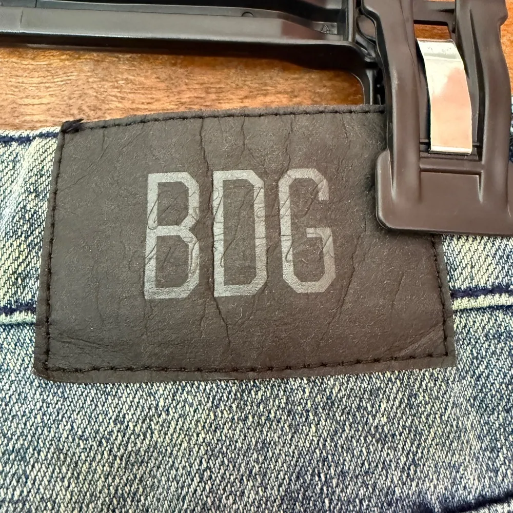 BDG Cowboy Jeans Hi Rise Grey Embroidered Thread Graffiti Doodle Straight Leg-25 - Image 4