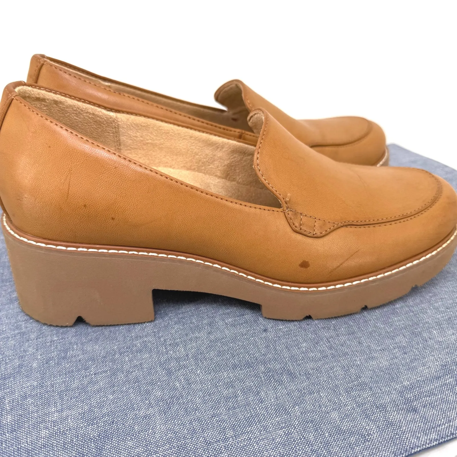 Naturalizer Cabaret Lug Sole Loafer 10W Faux Leather Brown Chunky Platform Comfy - Image 5