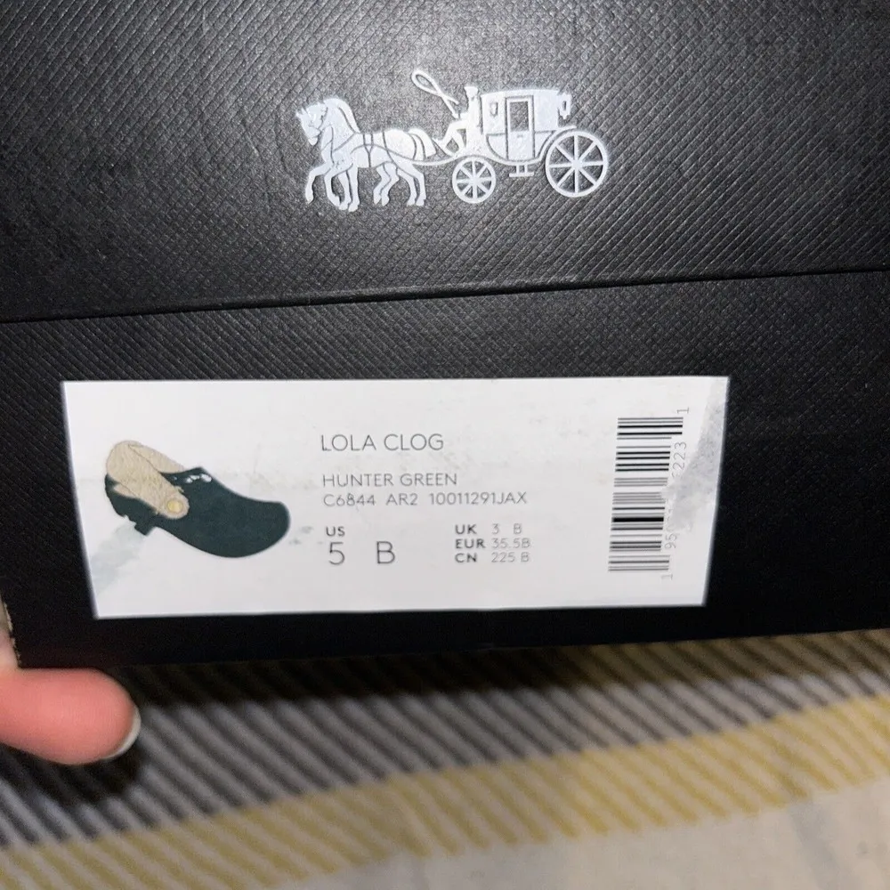 Coach Womens Lola Leather Slip On Flat Clogs Shoes Hunter Green 5B. Leather Uppe - Image 8