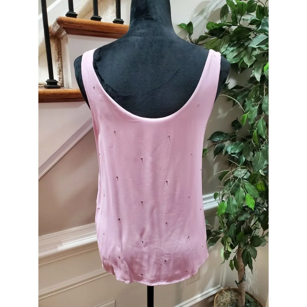 Massimo Dutti Women's Purple Solid Polyester Sleeveless V-Neck Blouse Size Small - Image 6