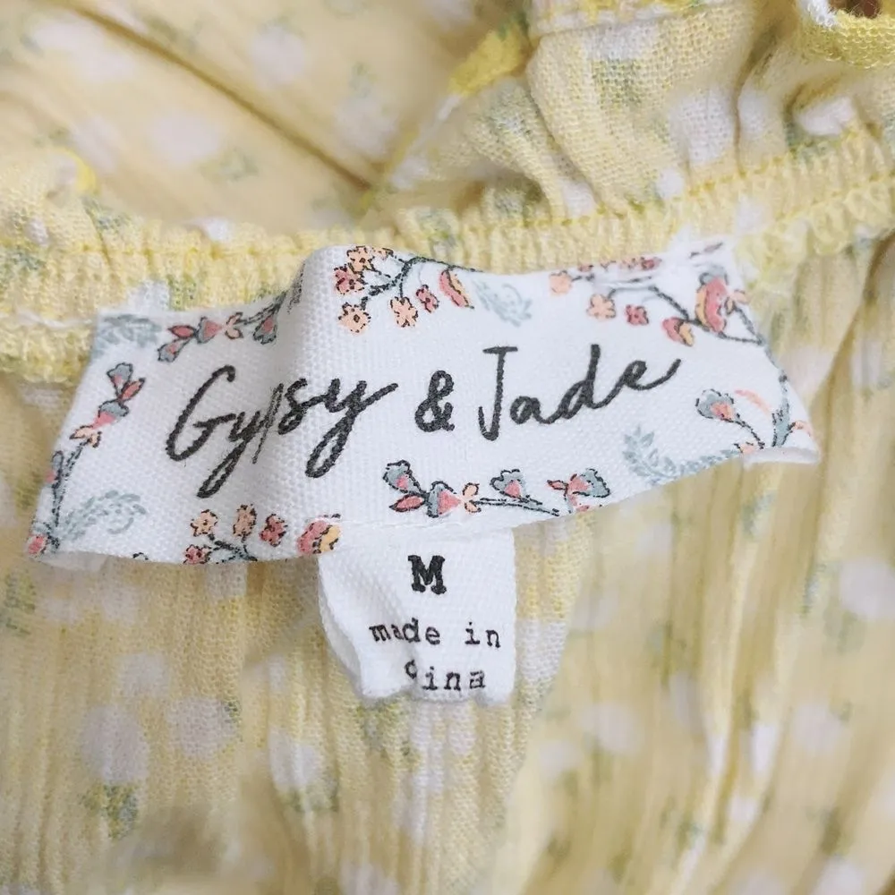 Gypsy & Jade Women’s Med Tiered Maxi Yellow Floral Print Spaghetti Strap Dress - Image 10