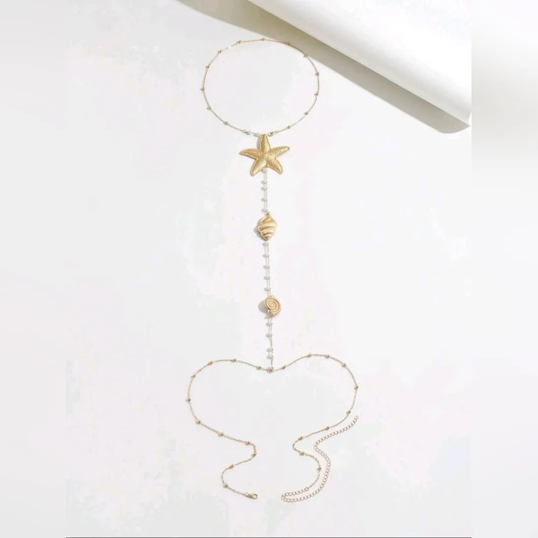 Gold Plated Starfish and Shell Body Necklace‎ - Image 4