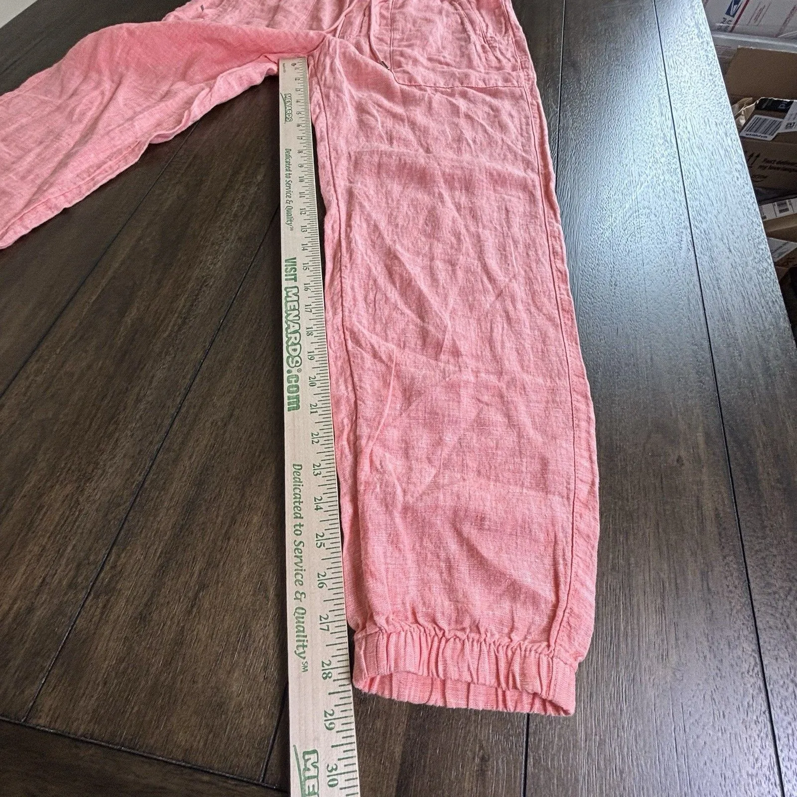 NEW Athleta Retreat Linen Pant Size 6 Soft Coral Sunset Jogger Pockets - Image 4