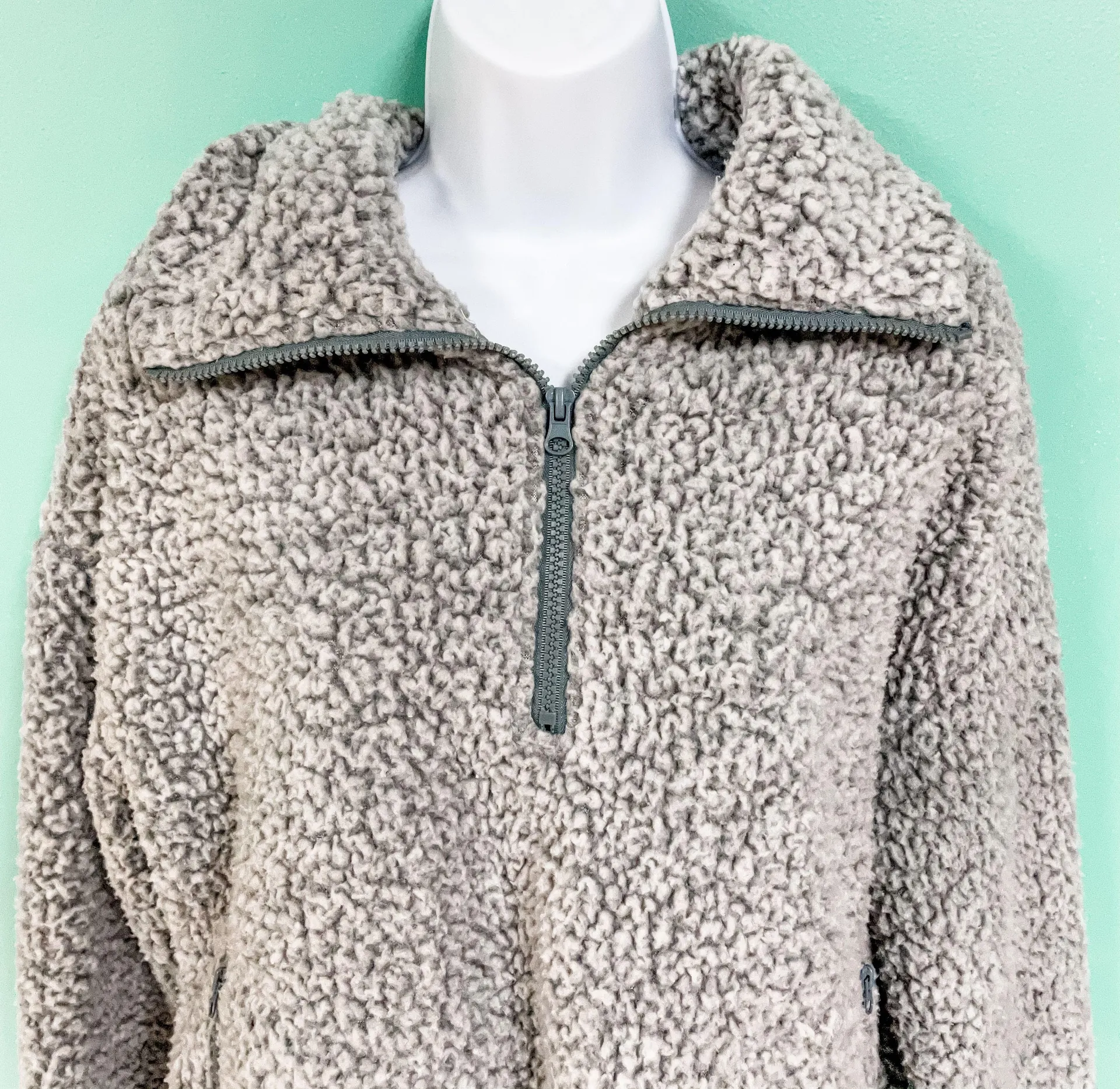 Thread & Supply ASOS Gray Sherpa Wubby Pullover - Image 6