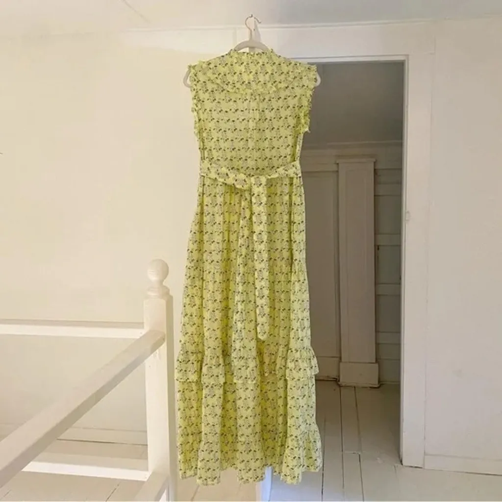 Banjanan Cordelia Floral Tiered Ruffle Midi Dress Yellow Size XS Retail $285 - Image 9