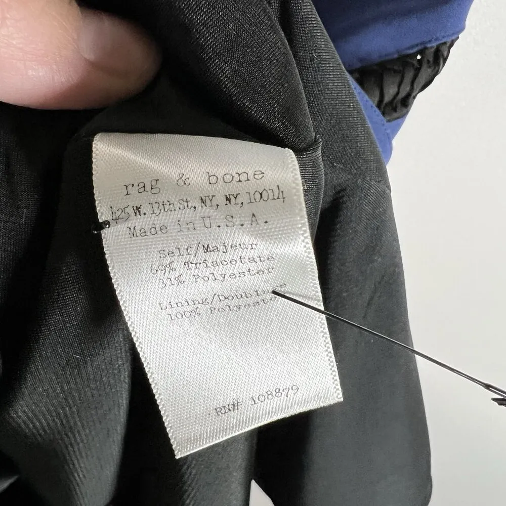 Rag And Bone Elegant Blue Dress Faux Leather Detail Trim Women’s Size 2 Designer - Image 6