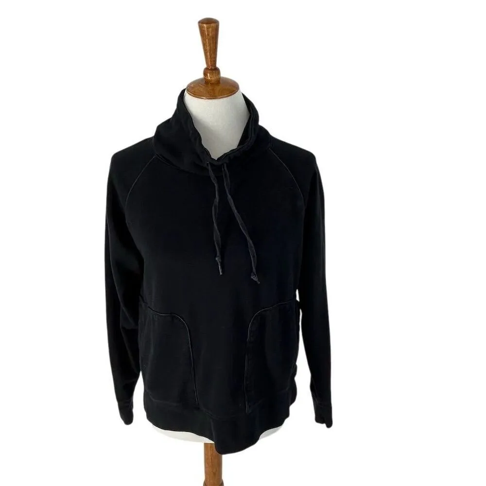 T Alexander Wang Black Leather Trim Mock Neck Pullover Hoodie Sweatshirt M Size M - Image 7