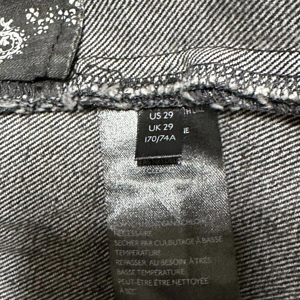 FREE PEOPLE Women’s Size 29 Black Denim Raw Hem Fringe Mini Skirt Maverick Boho - Image 6