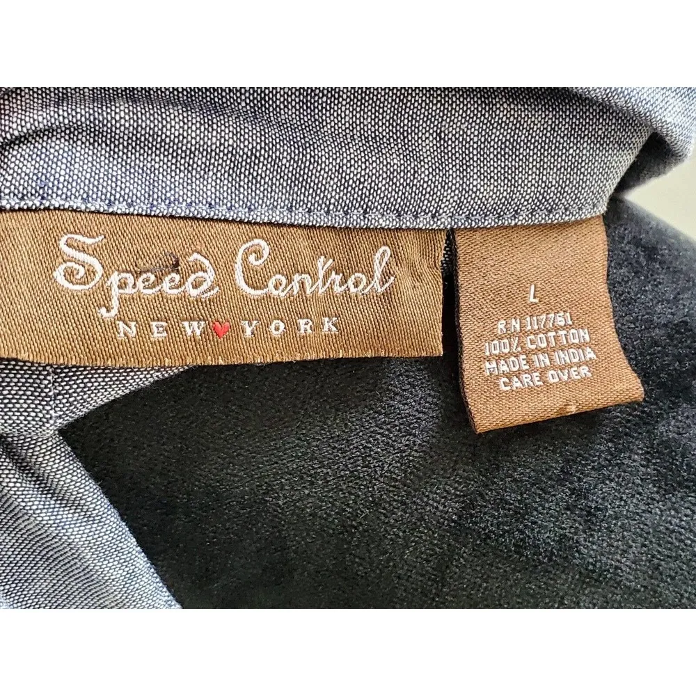 Speed Control Women's Gray Cotton Collared Long Sleeve Button Down Shirt Size L Size L - Image 10