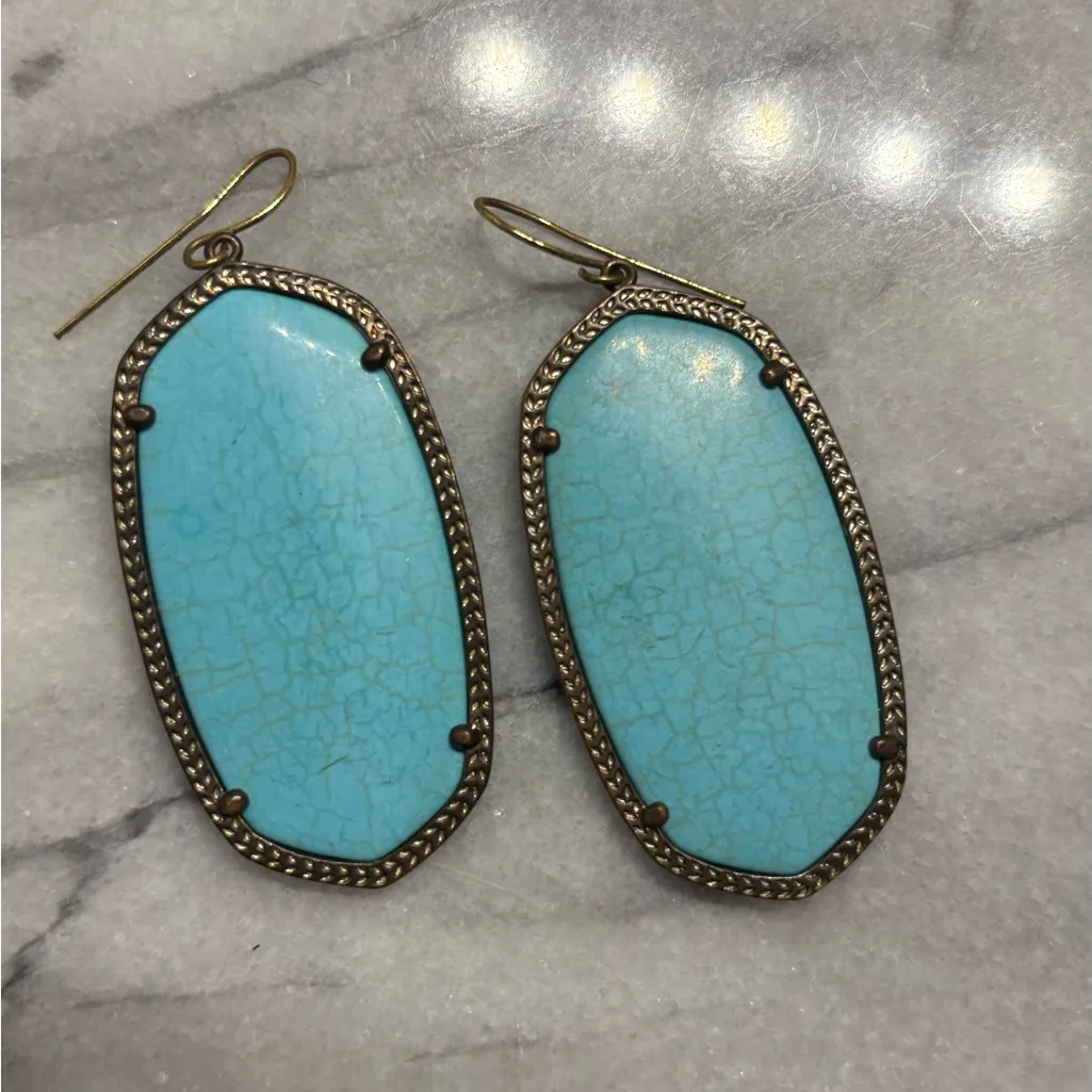 Kendra Scott Glass Stone 14k Gold Plated Over Brass Elisa Drop Earrings -Multi - Image 3