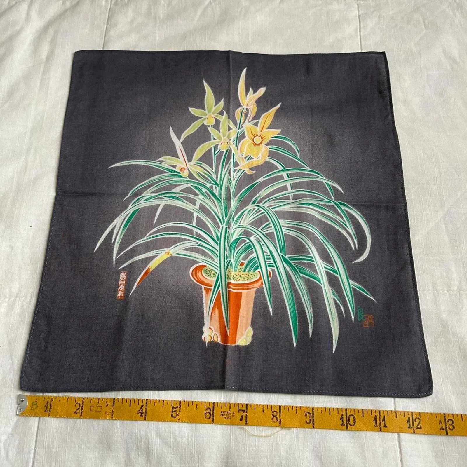 Grey and green Japanese floral print bandana 0840 Gray - Image 4