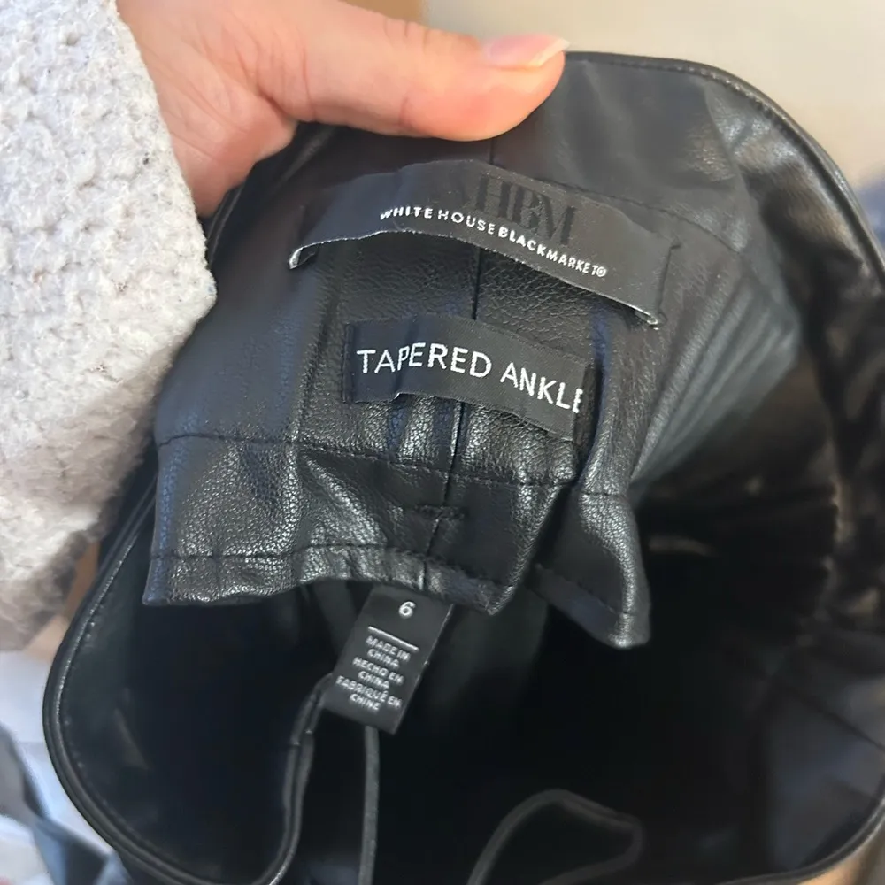 White House Black Market Faux Leather Tapered Leg Belted Pants - Image 4