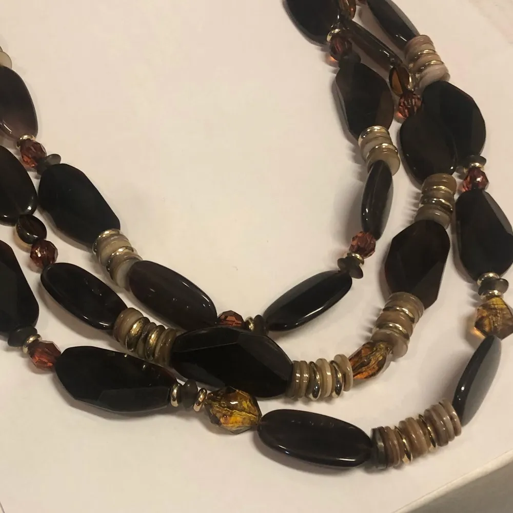 Earthy Multi Strand Necklace Brown - Image 3