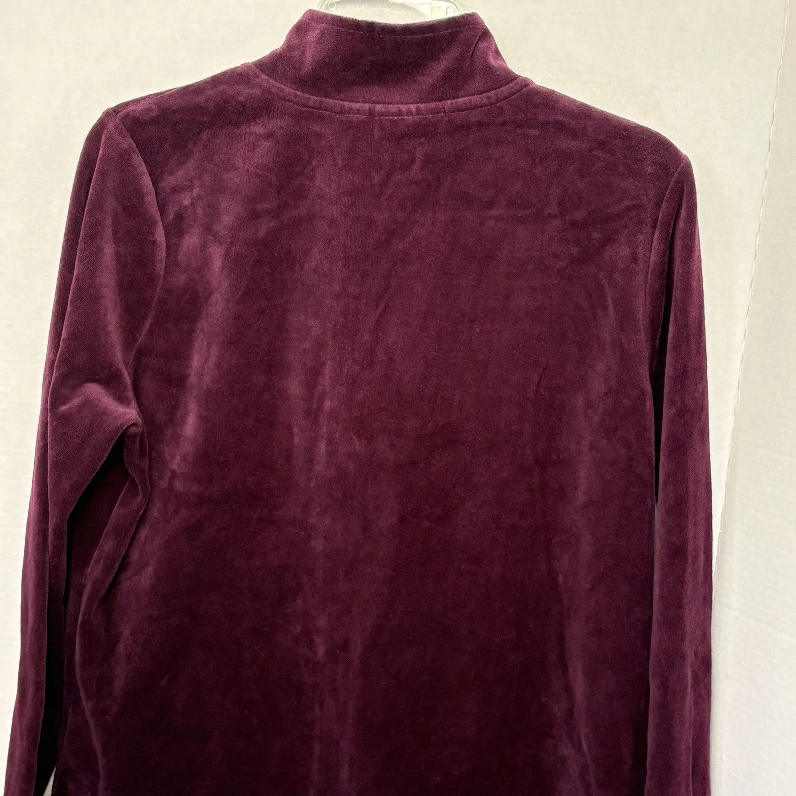 Onque Casuals Burgundy Velour Full Zip Jacket With Rhinestone Accents Women’s L Size L - Image 5